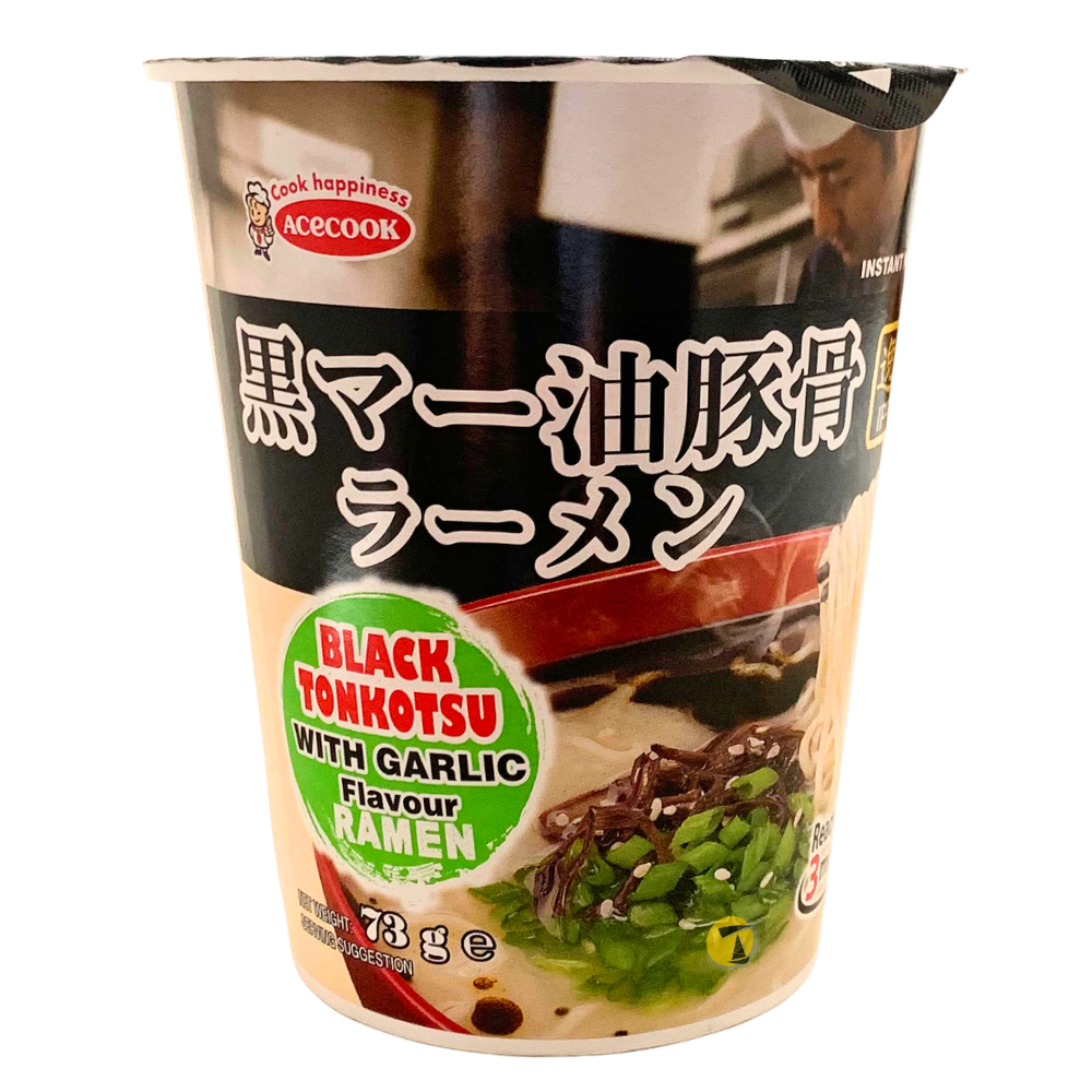 Acecook Ippin Black Tonkotsu With Garlic Ramen Flavour Instant CUP Noodle - 16x73g