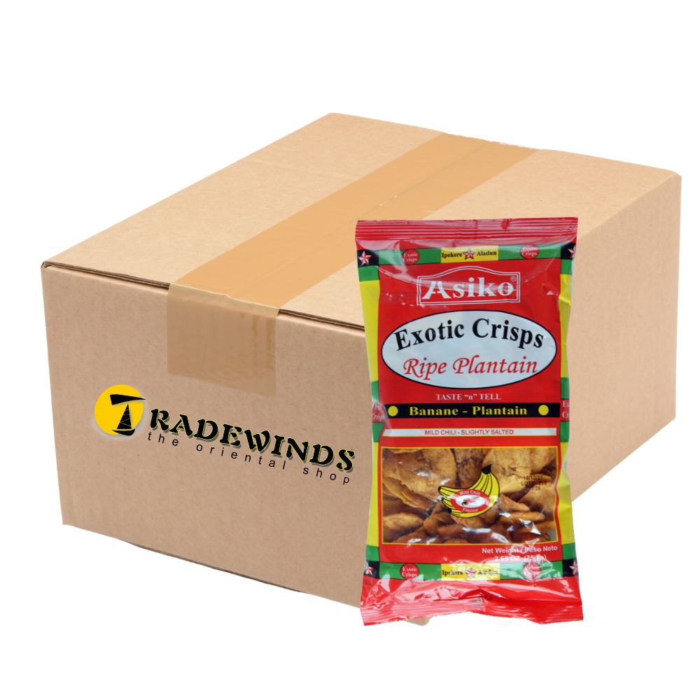 Asiko Exotic Crisps Ripe Plantain - Mild Chilli Flavour - 30x75g