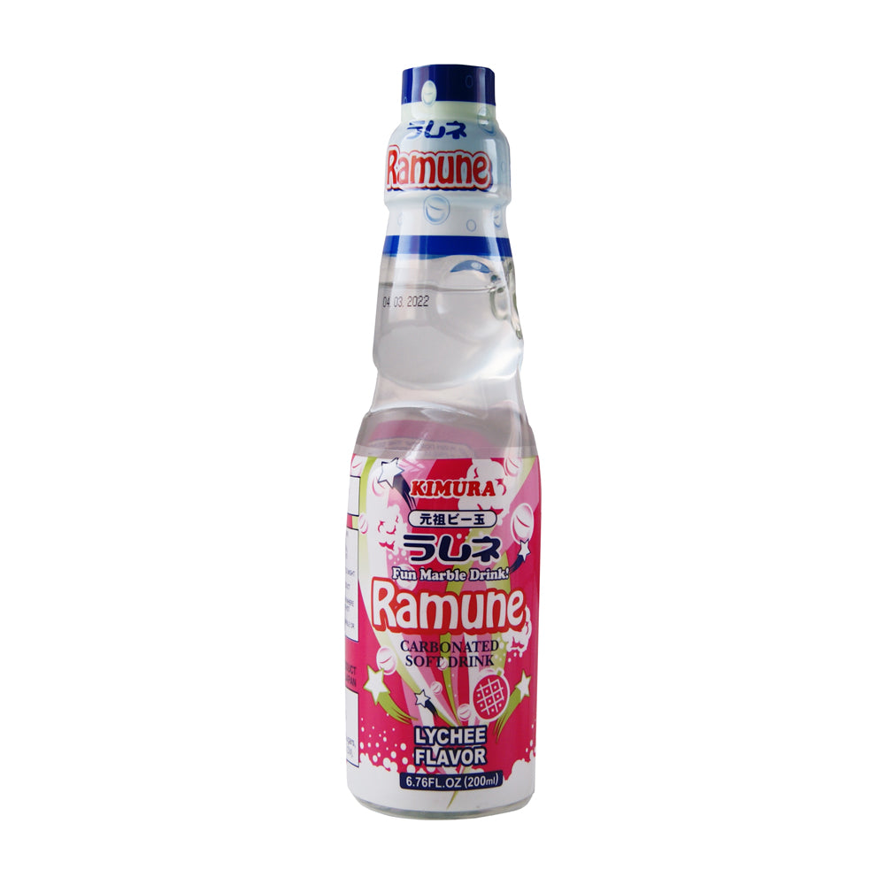 Kimura Ramune Carbonated Lychee Flavour Soft Drink - 18x200ml