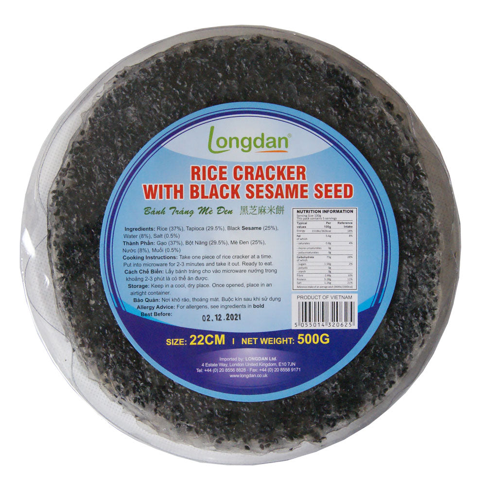 Longdan Rice Cracker with Black Sesame Seed (22cm) - 20x500g