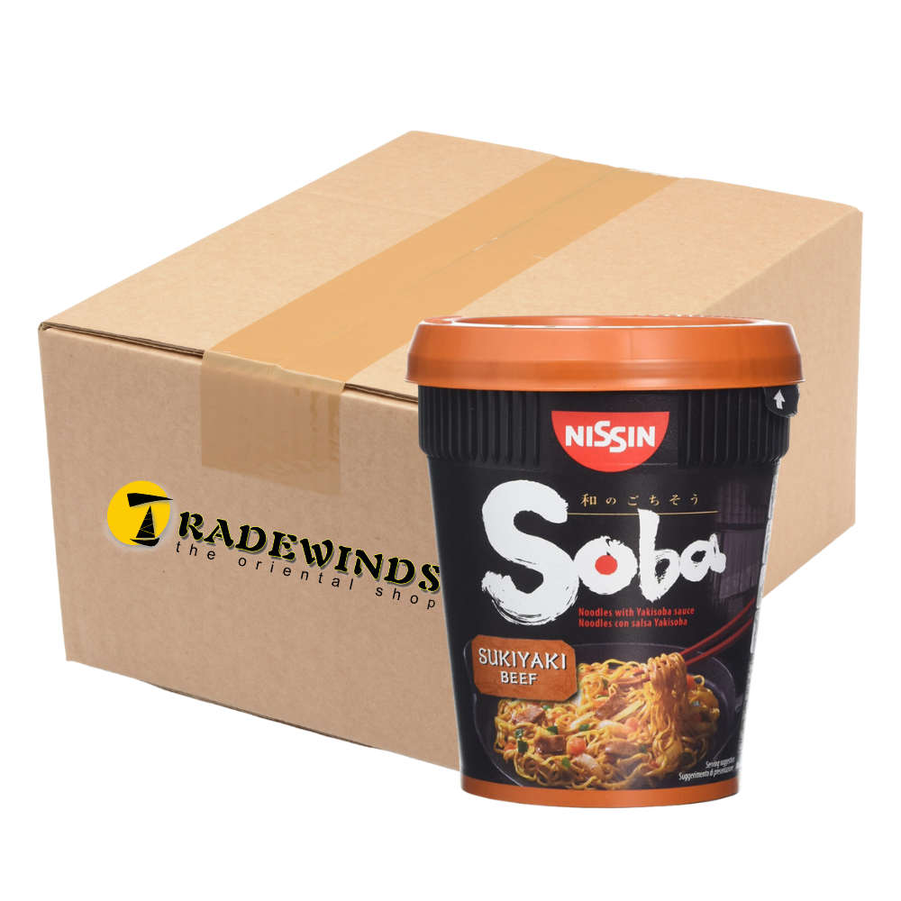 Nissin Soba Sukiyaki Beef Pot Noodle - 8 Pots - BB: 22/06/2024