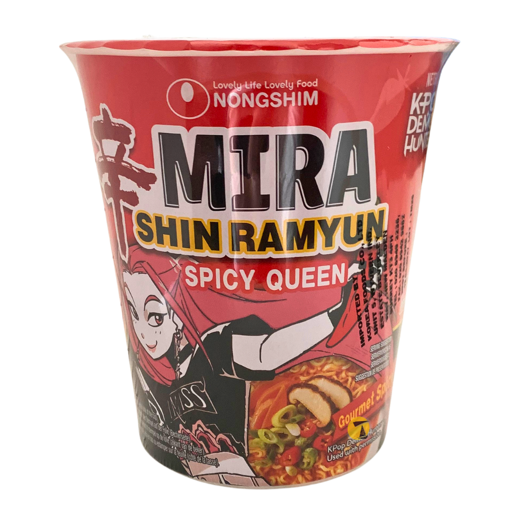 Nong Shim K-pop Demon Hunters Mira Shin Ramyun Spicy Queen Cup Noodle - Gourmet Spicy - 12x68g