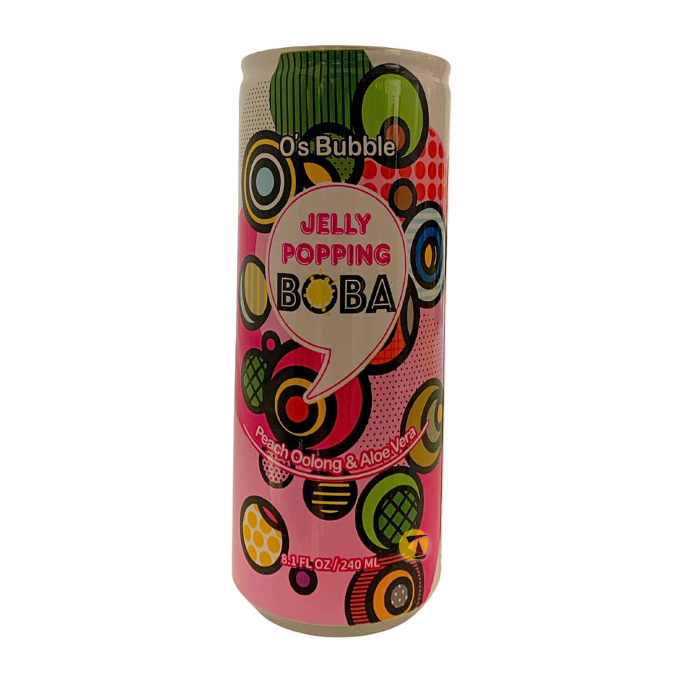 O's Bubble Jelly Popping Boba - Peach Oolong & Aloe Vera Drink - 24x240ml