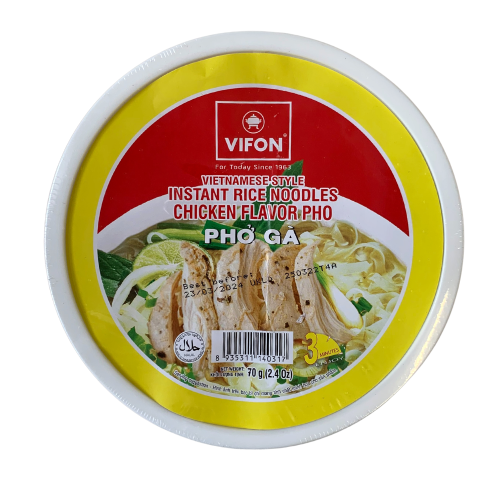 Vifon Vietnamese Instant Rice Noodle BOWL Pho Ga Chicken Flavour - 12x70g