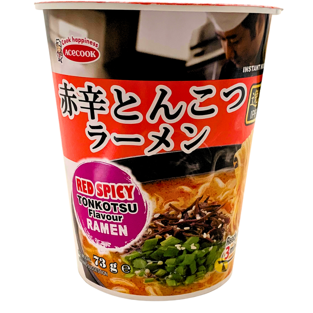 Acecook Ippin Red Spicy Tonkotsu Ramen Flavour Instant Cup Noodle - 16x73g