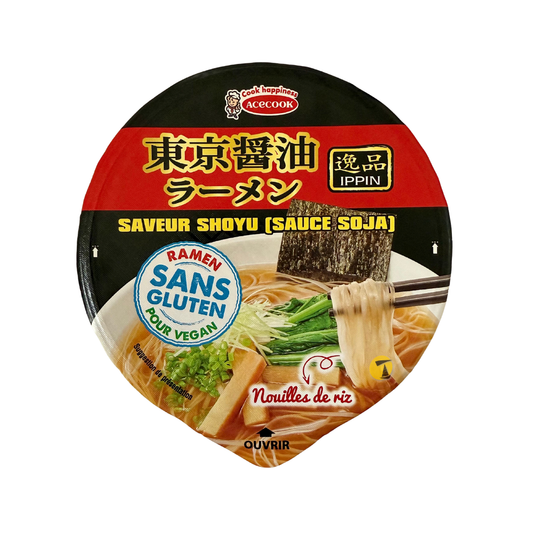 Acecook Ippin Shoyu Flavour Instant Rice Noodle Bowl - 12x63g