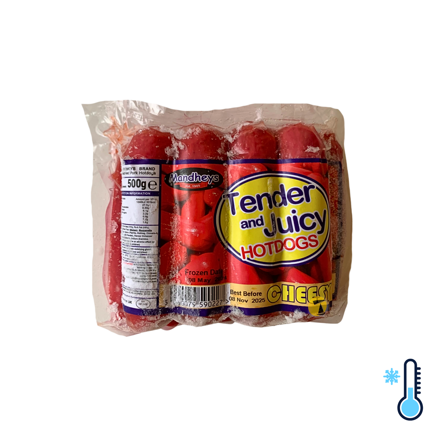 Mandhey's Tender and Juicy Hotdogs (with Cheese) - 20x500g [FROZEN]