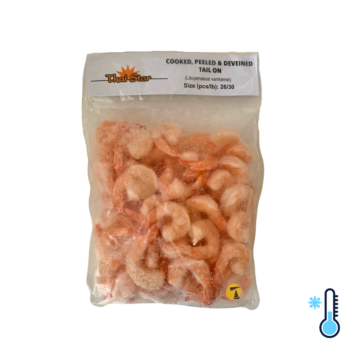FZN Thai Star Prawns Vannamei (Cooked, Peeled, T/On)(26/30) - 10x1kg
