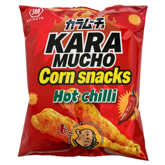 Koikeya KaraMucho Corn Snacks - Hot Chilli - 12x65g