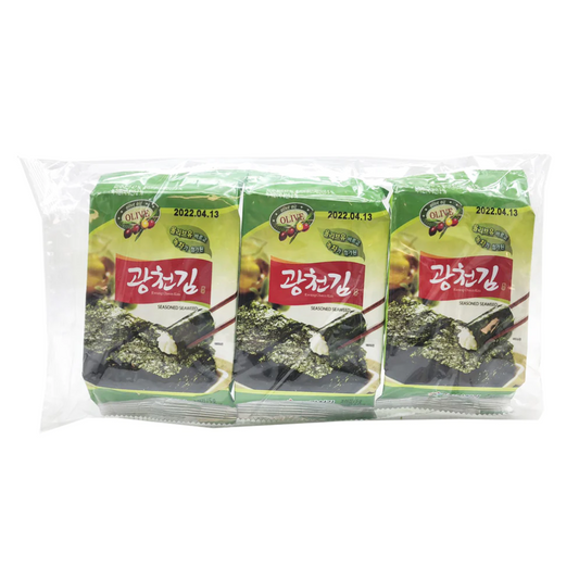 Kwangcheon Olive Oil & Green Tea Dosirak Seasoned Seaweed - 24x(3x5g packs)