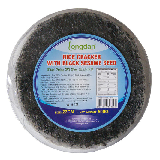 Longdan Rice Cracker with Black Sesame Seed (22cm) - 20x500g