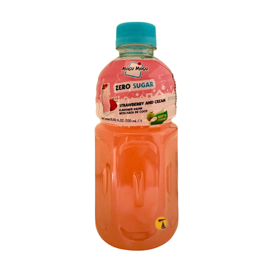 Mogu Mogu Zero Sugar Strawberry & Cream Flavoured Drink with Nata de Coco - 24x320ml