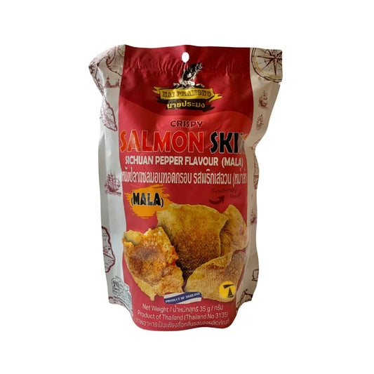 Nai Pramong Crispy Salmon Skin - Sichuan Pepper Flavour (Mala) - 16x35g