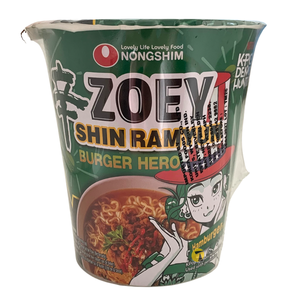 Nong Shim K-pop Demon Hunters Zoey Shin Ramyun Burger Hero Cup Noodle - Hamburger - 12x68g