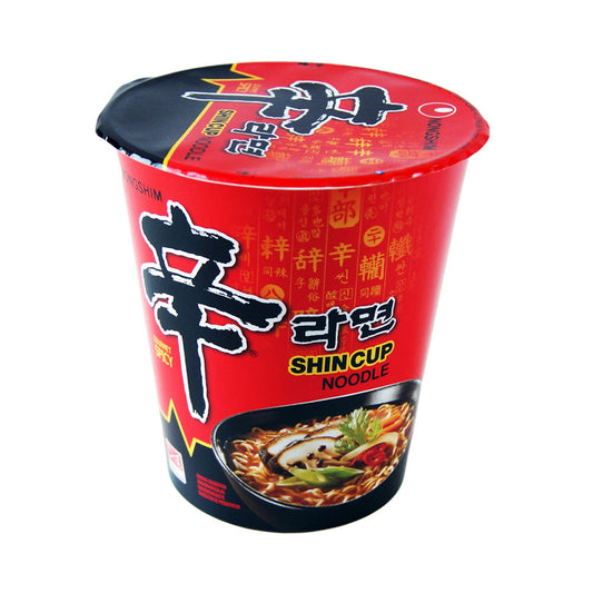 Nong Shim Shin Korean Instant Cup Noodle Soup - Hot & Spicy Flavour - 24 Pack