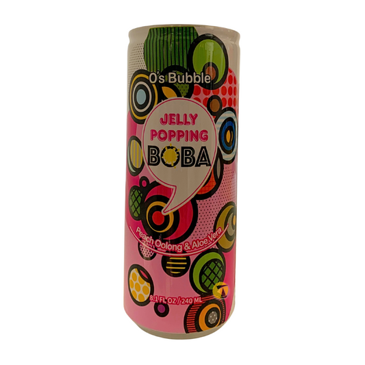 O's Bubble Jelly Popping Boba - Peach Oolong & Aloe Vera Drink - 24x240ml