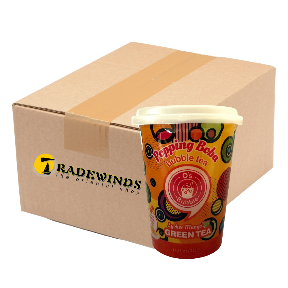 O's Bubble Popping Boba - Lychee & Mango Bubble Green Tea - 4x350ml