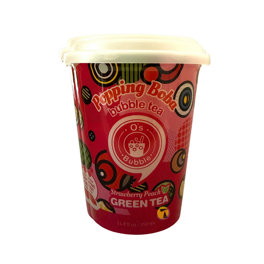 O's Bubble Popping Boba - Strawberry & Peach Bubble Green Tea - 4x350ml