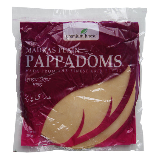 Premium Finest Madras Plain Pappadoms - 60x200g