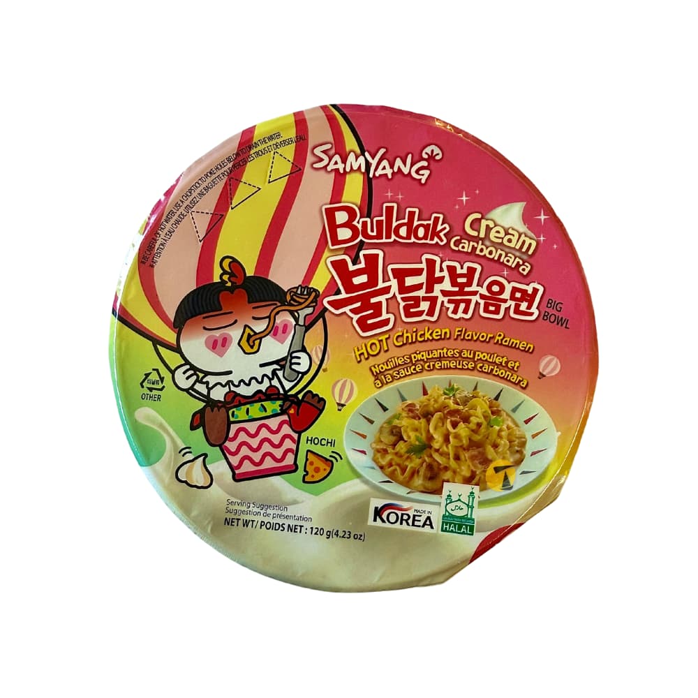 Samyang CREAM Carbonara Hot Chicken BIG BOWL Ramen Noodles - 16x105g