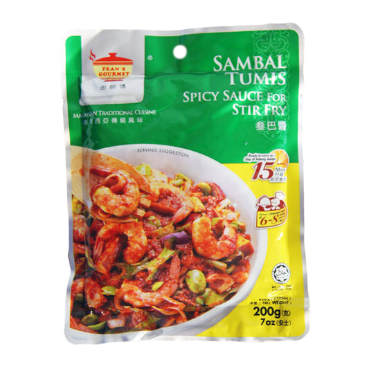 Tean's Gourmet Malaysian Stir Fry Sambal Tumis Sauce - 48x200g